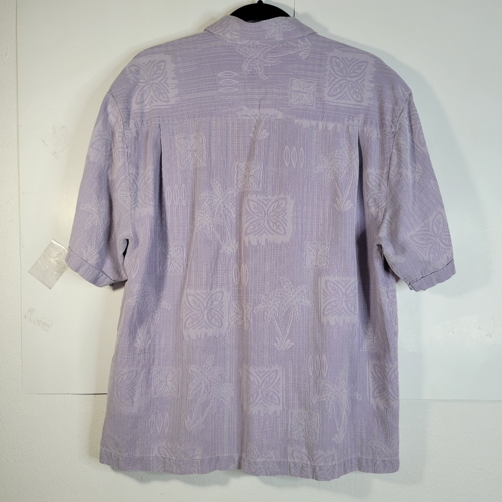 Mens Jamaica Jaxx Purple Silk Short sleeve Hawaiian Button front shirt Size L - Picture 5 of 10